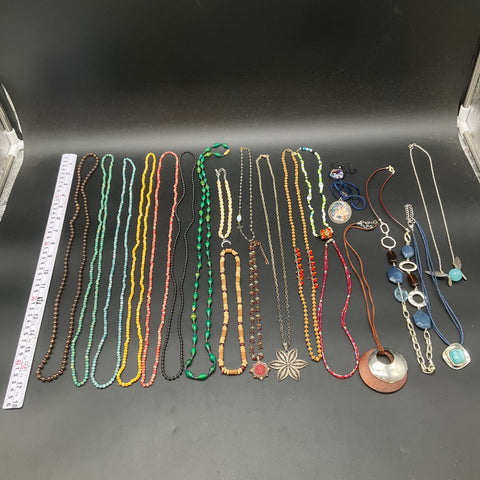 Beaded & Pendant Boho Jewelry Lot of 20 Vintage and Modern Necklaces