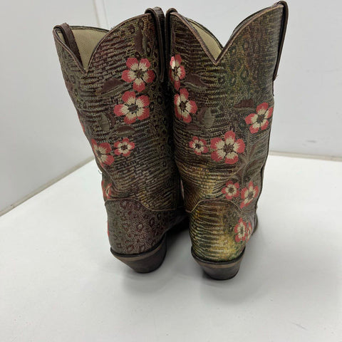Durango RD3564 Brown Floral Embroidered Western Cowboy Boots Womens Size 9.5