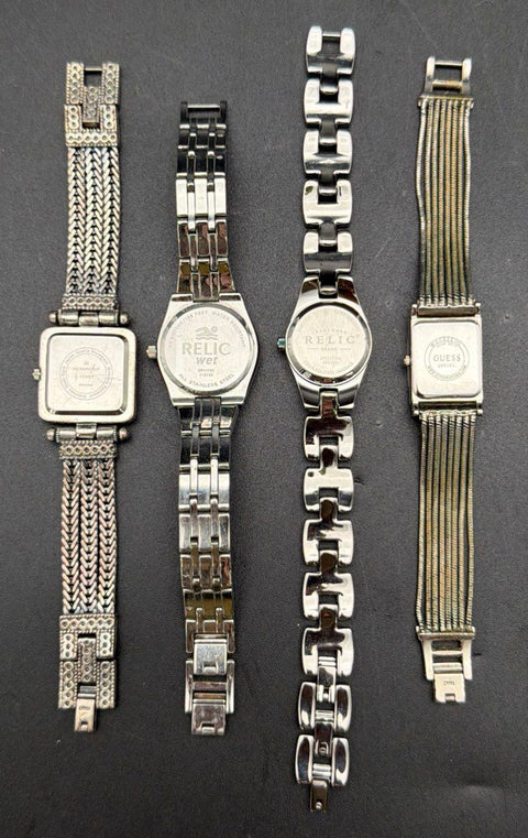 Relic Guess Metropolitan Women's Watch Lot 4 Silver Tone Not Tested As-Is