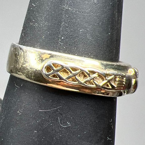 925 Sterling Silver Claddagh Gold Tone Ring Size 8 5.47g