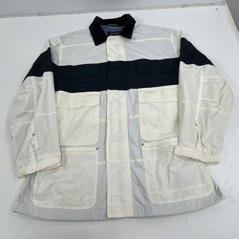 Vintage 90s Facconable White Blue Colorblock Utility Jacket Men's M