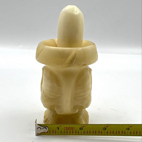 Vintage Hand Carved Stone Figural Mortar and Pestle Bearded Man Face 6"