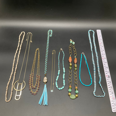Vintage to Modern Costume Jewelry Lot of 9 Necklaces Beaded Tassel Evil Eye
