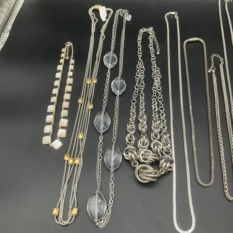 White House Black Market Lori Goldstein LOGO Silver Tone Necklace Lot of 13