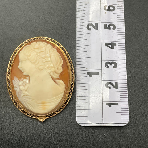 Vintage Rolyn R Inc 12K Gold Filled Carved Shell Cameo Brooch 8.06g