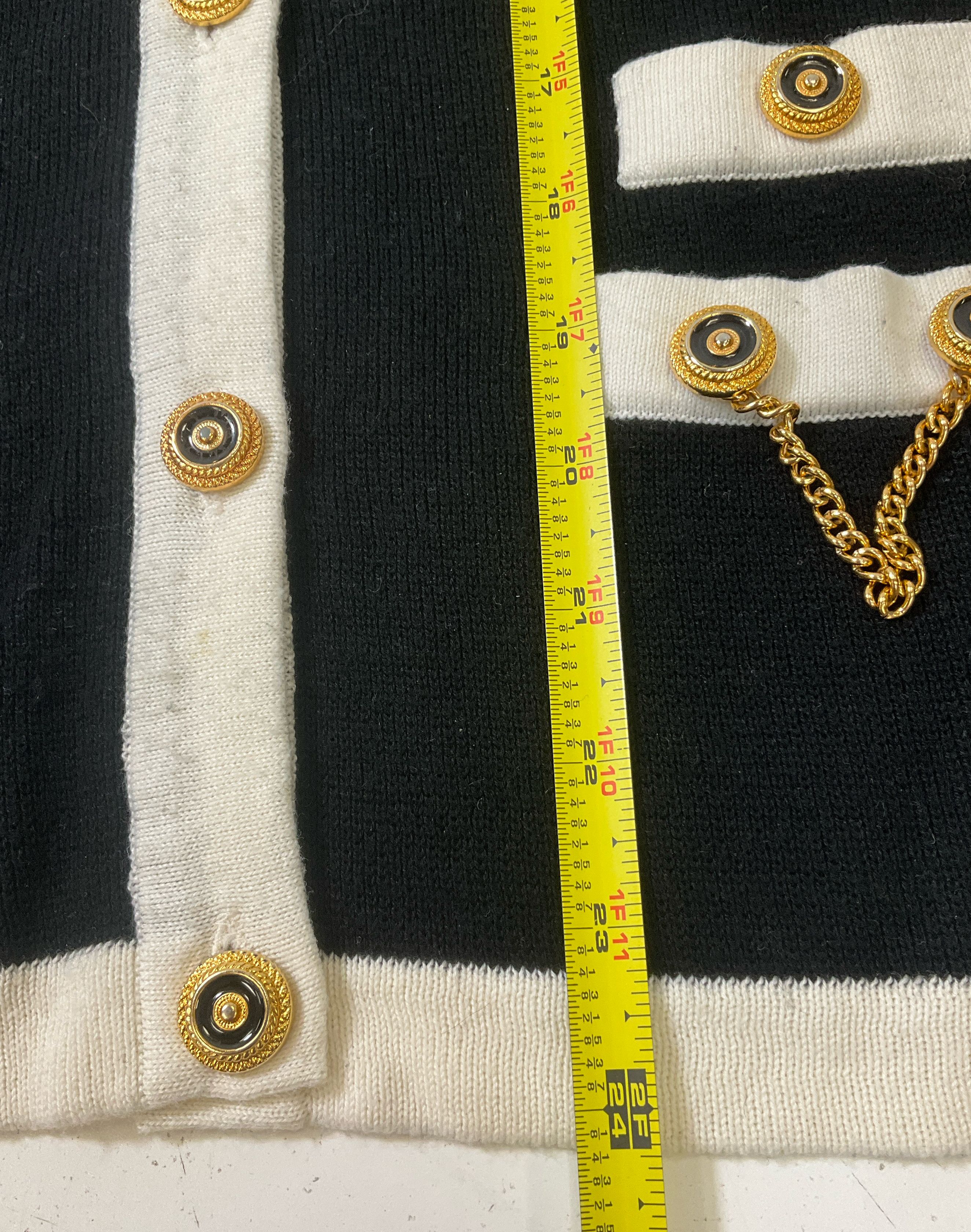 Vintage Norton Studio Black Sweater Knit Skirt Suit Sz M/L Jackie O 90s Does 60s