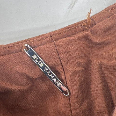 Elie Tahari Women's Brown Cotton A-Line Fit & Flare Dress Sz S