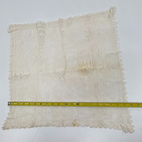 Vintage Lot of 3 Handmade Crochet Lace Pieces Filet Crochet Bag Doilies