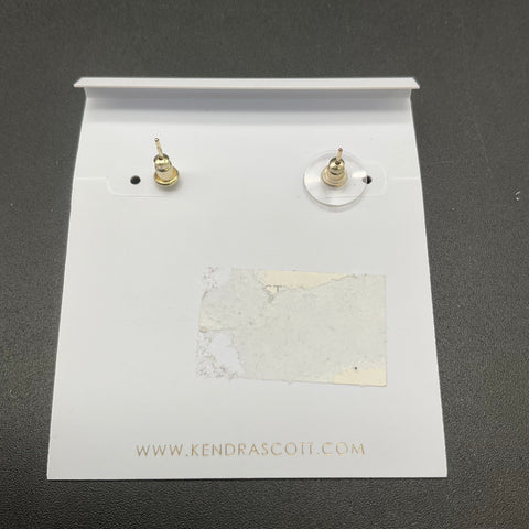 Kendra Scott Gold Tone Iridescent Stone Paisley Stud Earrings with Bag