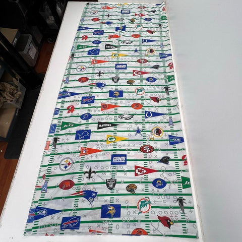 Vintage 90s NFL Bibb Co. Full Flat Top Sheet Multicolor All Over Logo Print USA