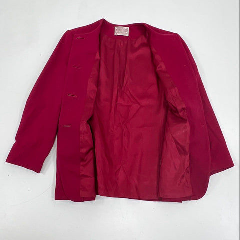 Vintage 80s Pendleton Wool Collarless Blazer Skirt Suit Set USA Petite