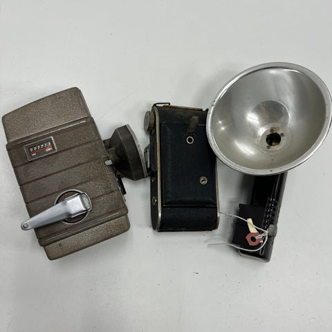Vintage Bell & Howell 333 Ansco Kodak Camera Flash Lot 8mm Movie Folding Prop