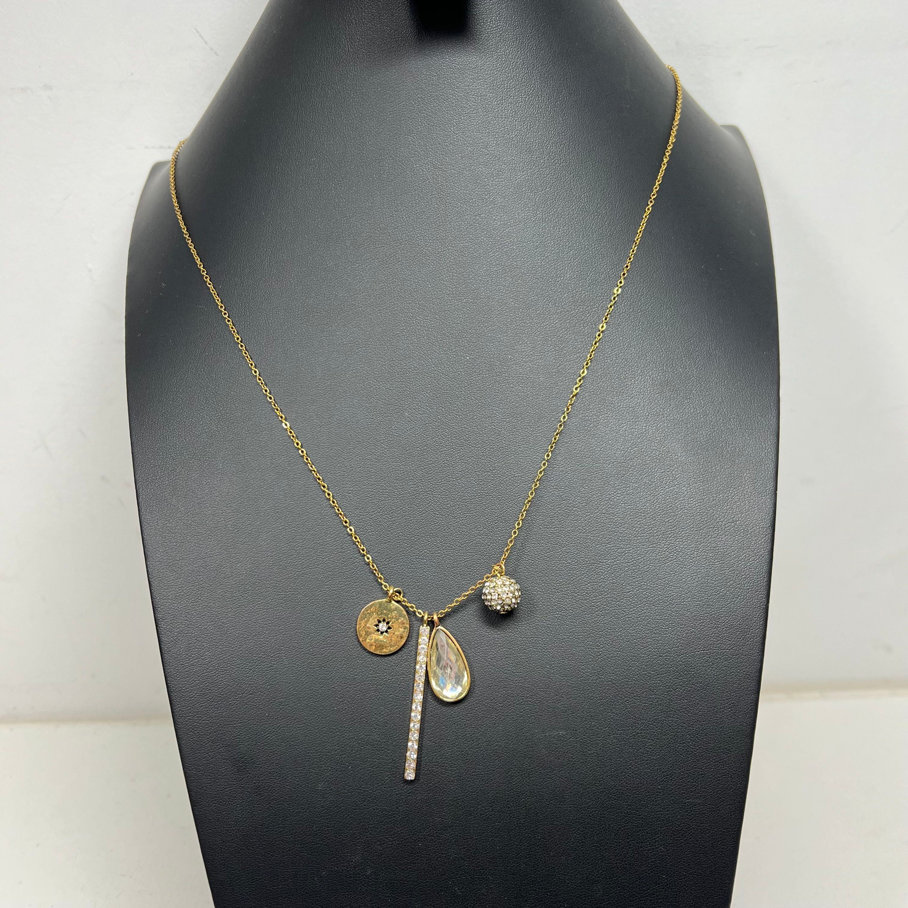 Lot of Gold Tone Chain Long Necklaces with Pendants