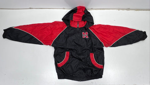 Vintage 90s Tank Nebraska Huskers Embroidered Hooded Windbreaker Jacket Sz L