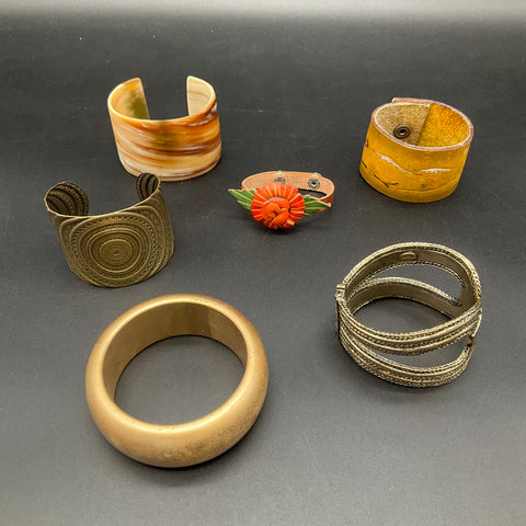 Boho Style Jewelry Lot 21pc Leather Beaded Metal Cuff Bangle Bracelets