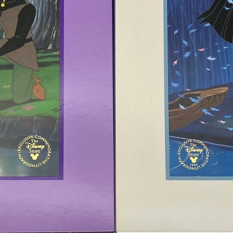 Disney Store Exclusive 1995 Lithographs Sleeping Beauty Pocahontas 11x14 2pc
