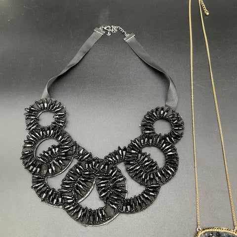 Vintage to Modern Statement Necklace Jewelry Lot 4 Pcs Gold Tone Bib Tassel