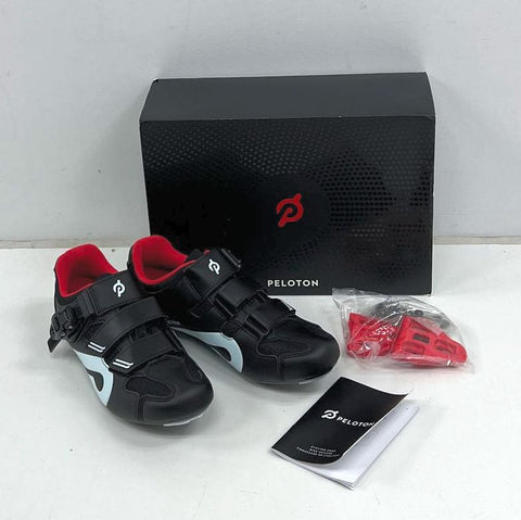 DS Peloton OG All Cycling Shoes w/ Cleats Black Red Bike Shoes Size EU 41