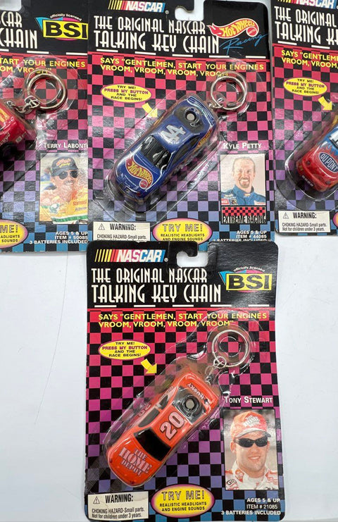 NASCAR Talking Key Chain Lot 7 Drivers BSI Hot Wheels 1999 Vintage MOC