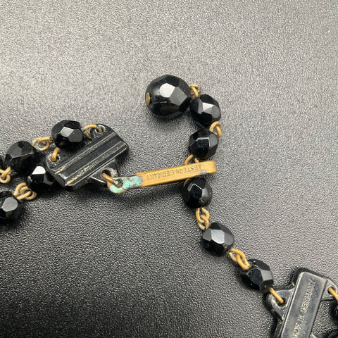 Vintage Lot West Germany Black Glass Faceted Bead Necklaces & Bracelet Set of 7