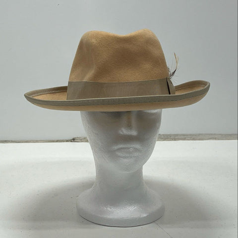 Vintage Golden Gate Hat Company Men's Tan Wool Godfather Fedora Hat Sz 7 1/8