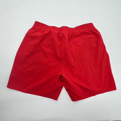 Lululemon Red Athletic Lined Back Zip Pocket Shorts Men's XL