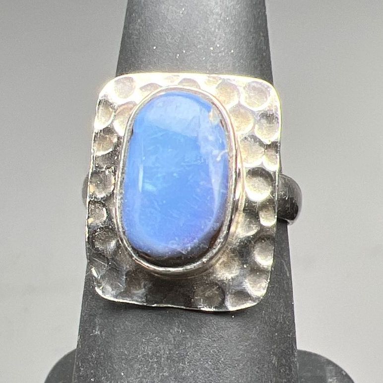 925 Sterling Silver Blue Stone Ring Size 5.25