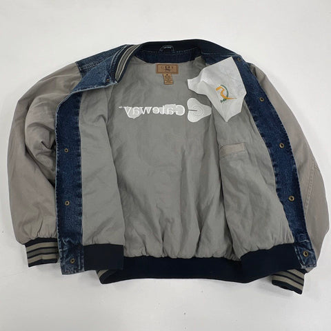 Vintage 90s Gateway Computer Denim Varsity Jacket Employee Promo GEAR Sz S