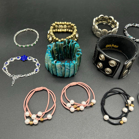Harry Potter Slytherin Shell Beaded Rhinestone Cuff Bracelet Jewelry Lot of 18