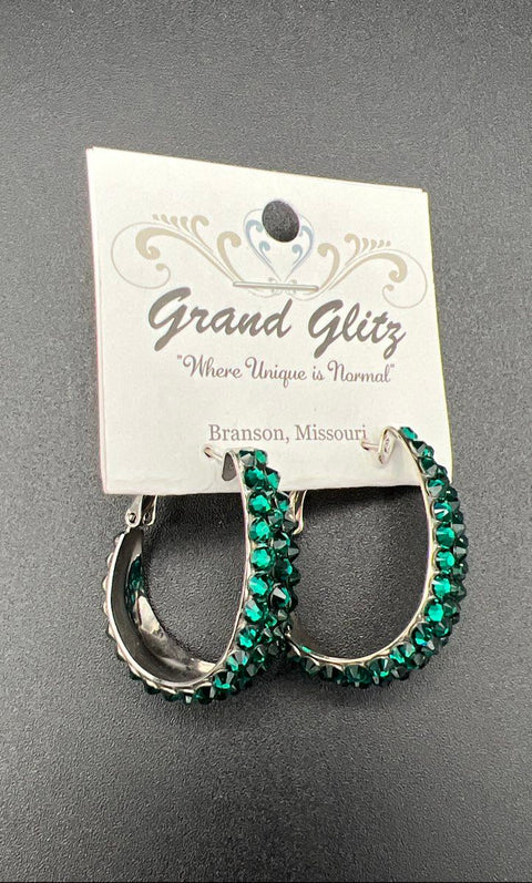 Jimmy Crystal New York Green Crystal Ring & Hoop Earrings Set NWT Size 9