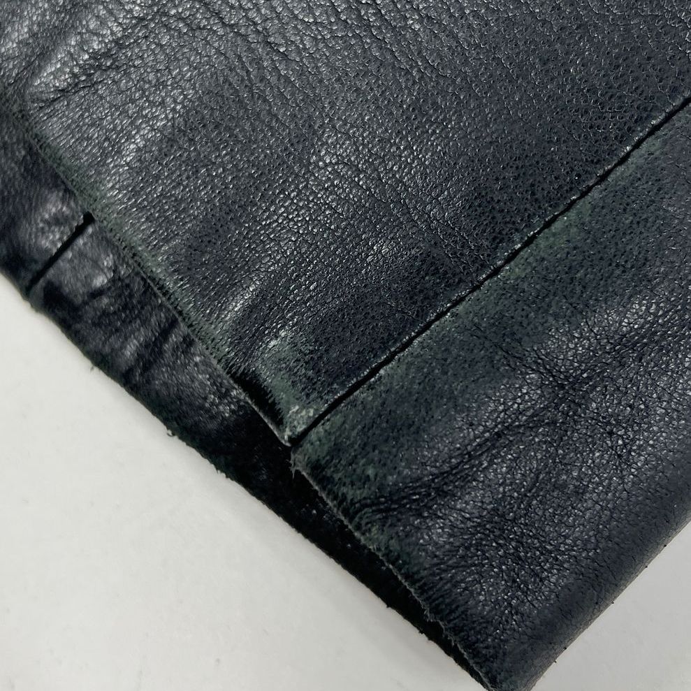 VTG Y2K Women's Merona Black Genuine Leather Coat Jacket Button Up - Size XL