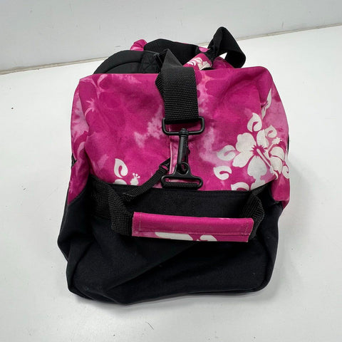 Vintage Y2K LL Bean Pink Black Hawaiian Print Hibiscus Duffel Bag Travel Gym