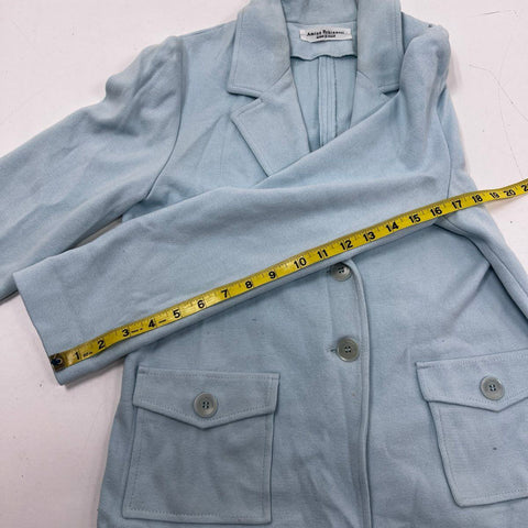 Amina Rubinacci Women's Light Blue Cotton Linen Knit Blazer Jacket Sz 44