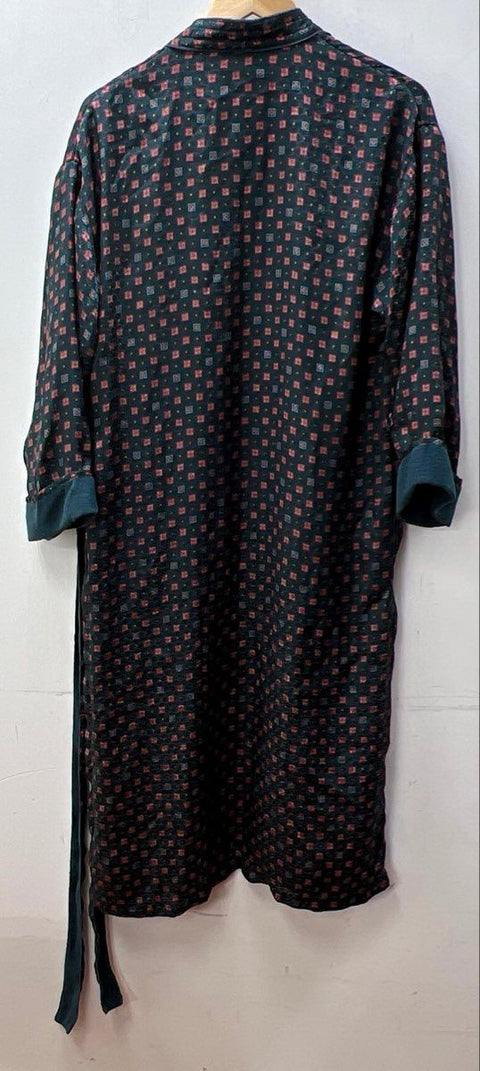 Vintage 90s Victoria's Secret Women's Teal Geometric Terry Lined Robe Sz P/S