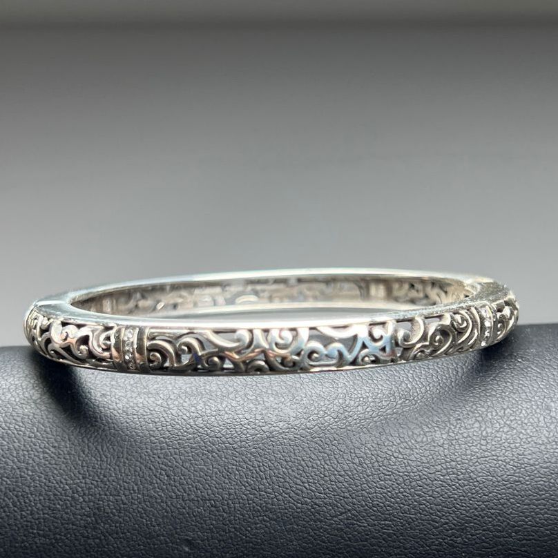 Brighton Silver Plate Filigree Hinged Bracelet