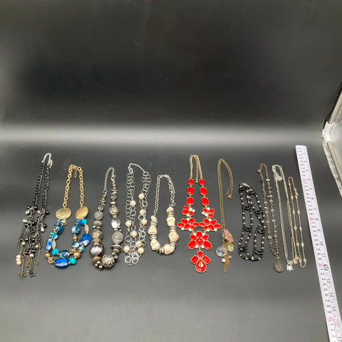 Fashion Costume Jewelry Lot of 11 Necklaces Statement Beaded Bib Faux Pearl