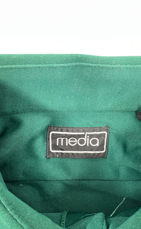 Vintage Men's Media Green Long Sleeve Collared Button Up Shirt - Size Large