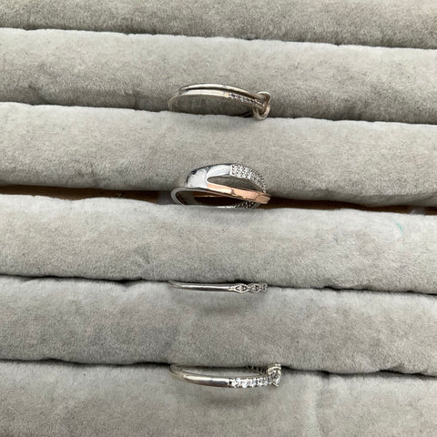Sterling Silver 925 Jewelry Lot of 4 Rings Sizes 6.5-7.5 Heart Knot X-Design