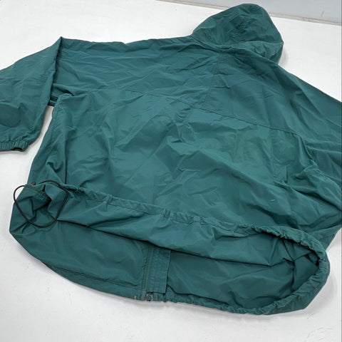 Vintage 90s LL Bean Men's Green Hooded Full Zip Nylon Windbreaker Jacket XL