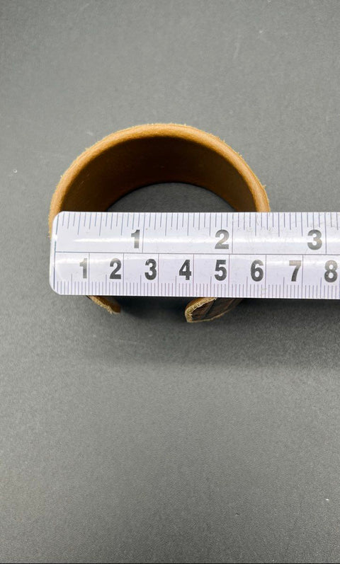 Annie Hammer Lot of 2 Tooled & Croc Embossed Leather Cuff Bracelets Signed