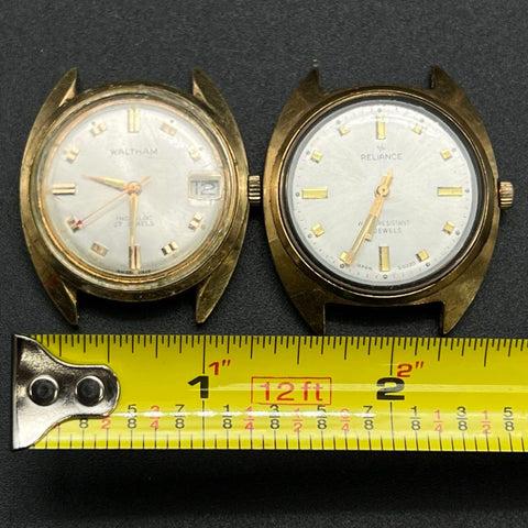 Vintage Waltham Date & Reliance Watch Faces Lot 17 Jewels Mechanical Manual Wind