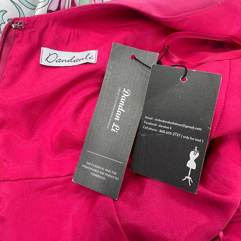 Dandan Li NWT Women's Pink Romper Maxi Overlay Gown Floral Beaded Formal