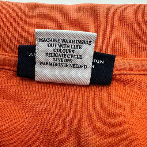 Psycho Bunny Classic Pima Cotton Polo Shirt Orange Logo Made in Peru Sz 4