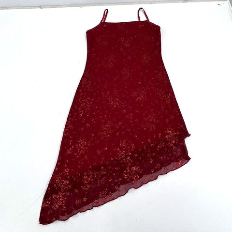 Vintage 90s Y2K Candy Rocket Glitter Mesh Asymmetrical Fairy Dress Sz S