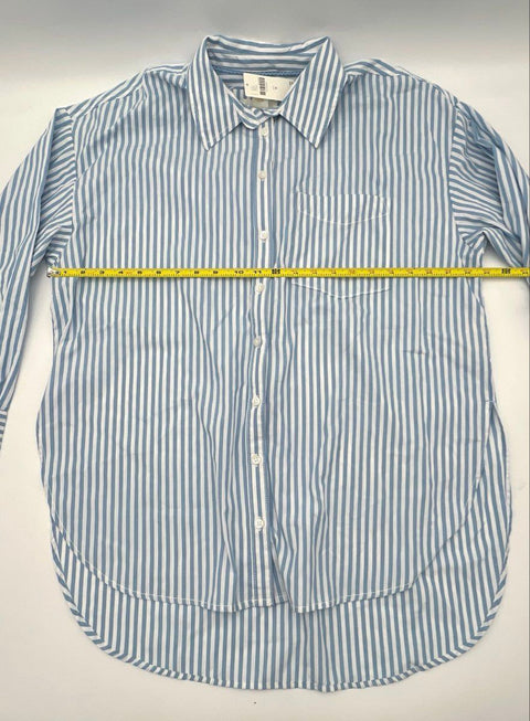 Maeve Women's Blue Striped Long Sleeve Button Down Shirt Sz M NWT