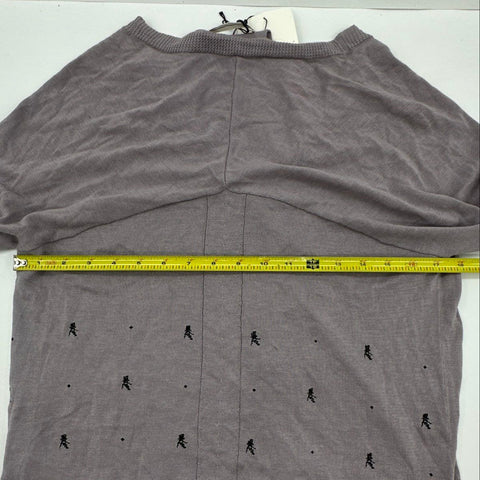 Initial Women's Purple Embroidered Graphic V-Neck Cardigan Size 3 NWT