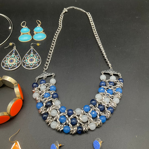 Statement Jewelry Lot 9 Pcs Bohemian Beaded Necklaces Dangle Earrings Bracelet