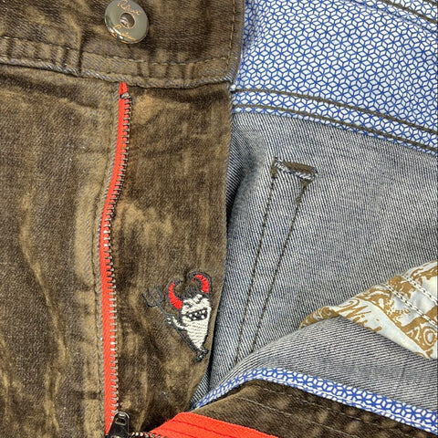 Robert Graham Men's Brown Velvet Corduroy Straight Leg Jeans Pants Size 35x30