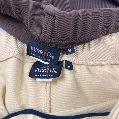 Lot of 2 Kerrits Women's Microcord Knee Patch Riding Breeches Tan Brown Sz M