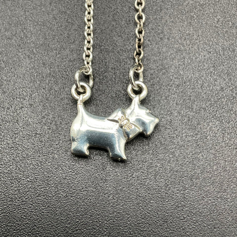 Jan Haedrich My Flat in London Silver Tone Scottie Dog Necklace 18"